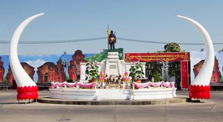 Elephant-oriented, mid-sized town with nearby craft villages & Khmer ruins